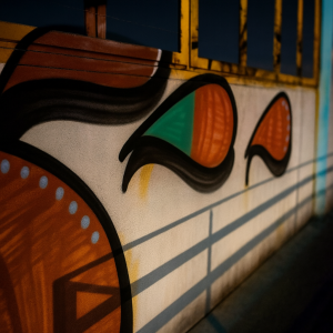 Graffiti notturno su muro esterno del Kart Center di Castegnato.